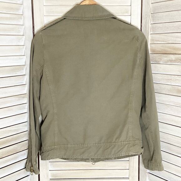 Nili Logan Olive Green Cotton Canvas Double Zip Moto Utility Jacket 6 - Picture 7 of 10